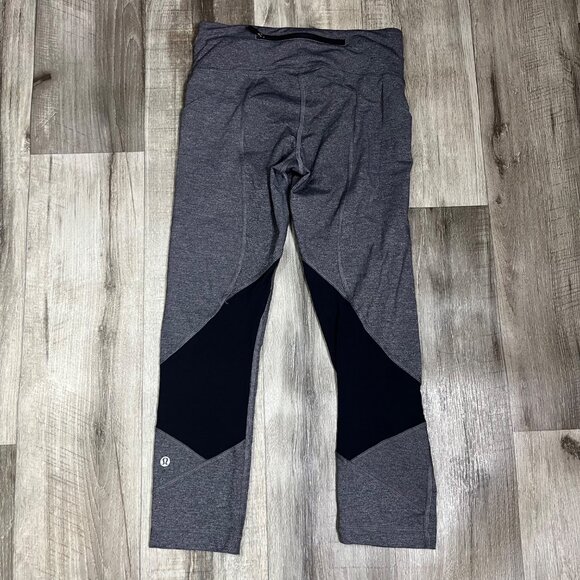 Lululemon Athletic Pace Rival MR Cropped Yoga Pants Heathered Black Size 4 - Picture 2 of 9